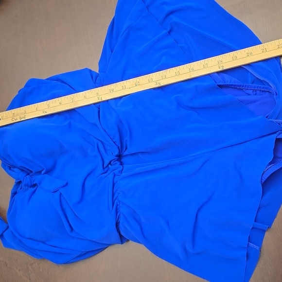 AQUA GREEN Royal Blue Halter Romper One Piece Swim Suit L - Picture 7 of 8